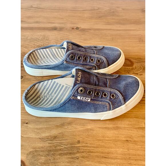Taos EZ Soul Women's Size 7 Shoes Blue Wash Canvas Slip On Mule Sneakers - Picture 8 of 15